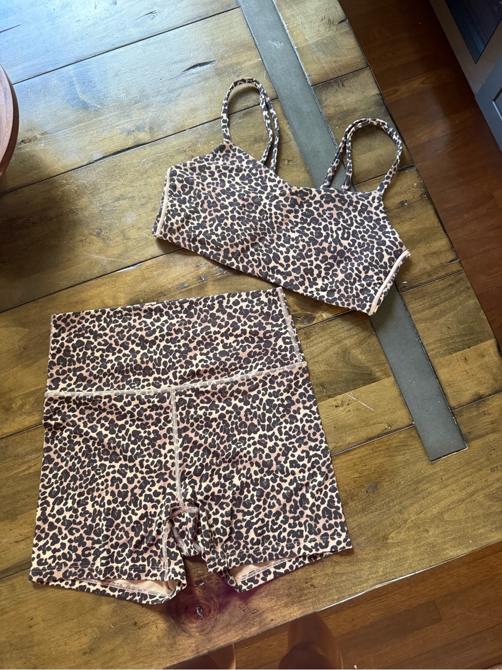 Target Leopard Print Athletic Crop Top and High-Waist Bike Shorts 4”